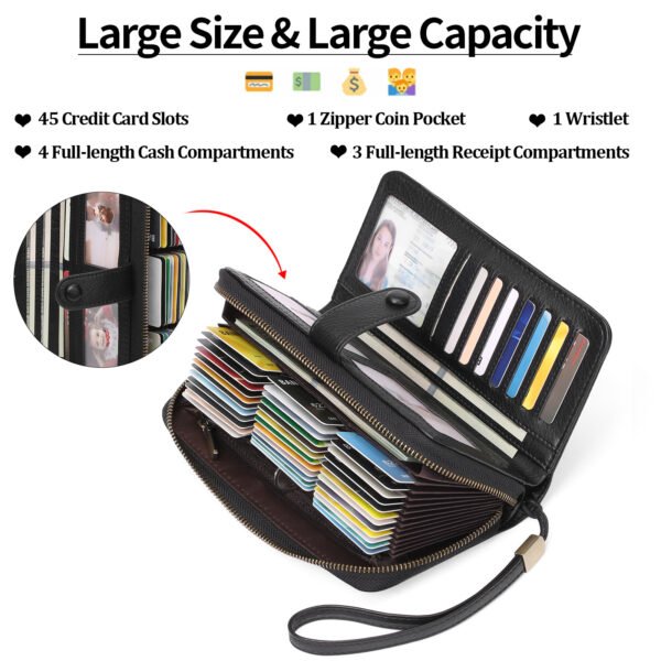 Expanding Card Holder Women's Long Wallet Passport Bag - Image 10