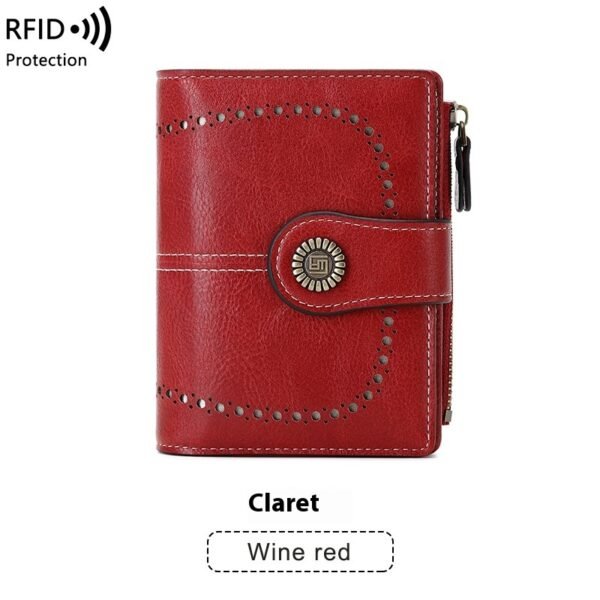 RFID Anti-theft Swiping Women's Wallet Multiple Card Slots Buckle Wallet - Image 4