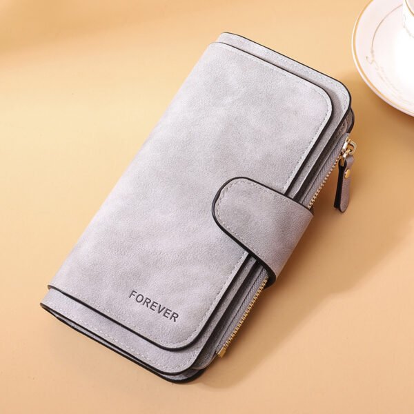 New Buckle Women's Long Wallet Three Fold Fashion Women's Bag Multi-card Women's Purse Frosted Two-tone Fabric - Image 9