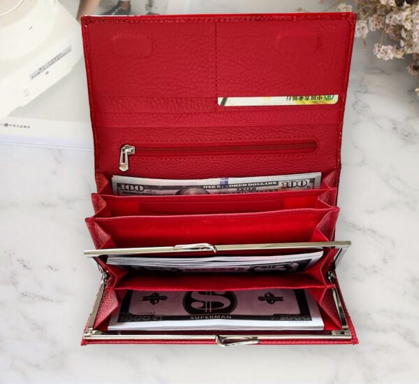 Patent Leather Crocodile Pattern Women's Wallet High-grade Red Lock Clutch - Image 2