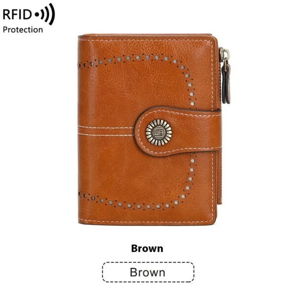 RFID Anti-theft Swiping Women's Wallet Multiple Card Slots Buckle Wallet - Image 5