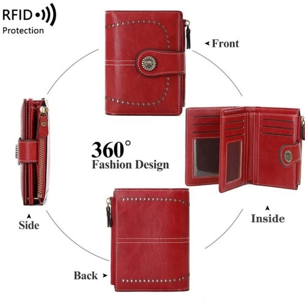 RFID Anti-theft Swiping Women's Wallet Multiple Card Slots Buckle Wallet - Image 6