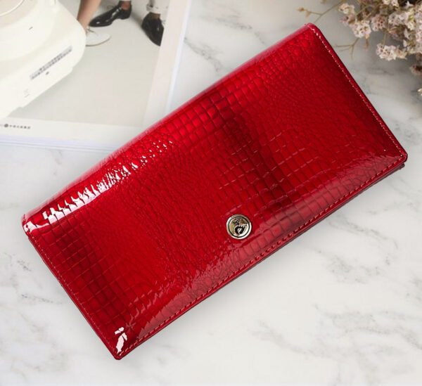 Patent Leather Crocodile Pattern Women's Wallet High-grade Red Lock Clutch - Image 3