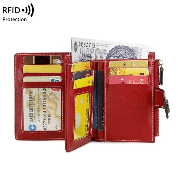RFID Anti-theft Swiping Women's Wallet Multiple Card Slots Buckle Wallet - Image 9