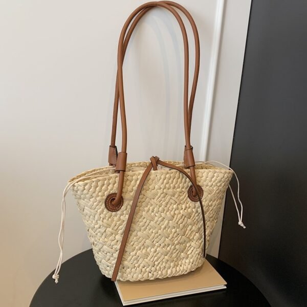 New Large Capacity Shoulder Hand-carrying Dual-use Woven Bag - Image 3