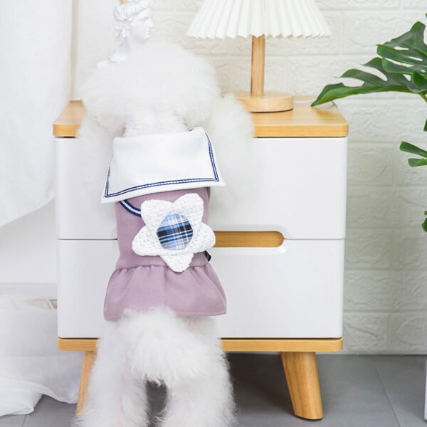 Solid Color Big Flower Lapel Dog Skirt - Image 6
