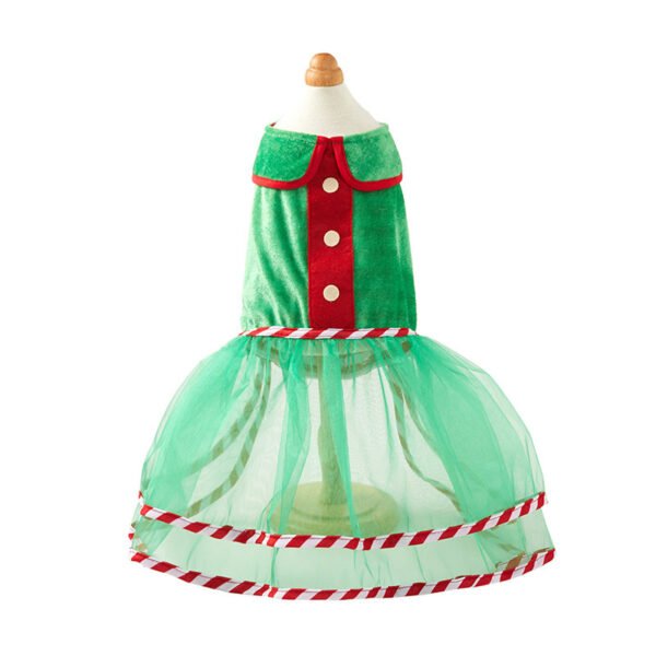 Pet Green Gauze Skirt Hat Suit Cute Dog Holiday Clothing - Image 3