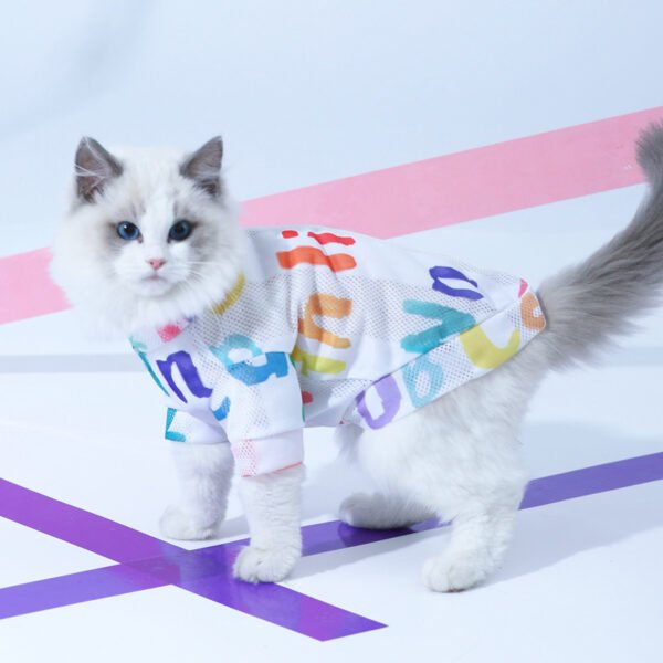 Cat Clothes Anti Hair Loss Cute VestBlue - Image 3