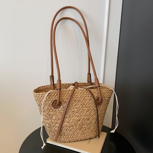 New Large Capacity Shoulder Hand-carrying Dual-use Woven Bag - Image 4