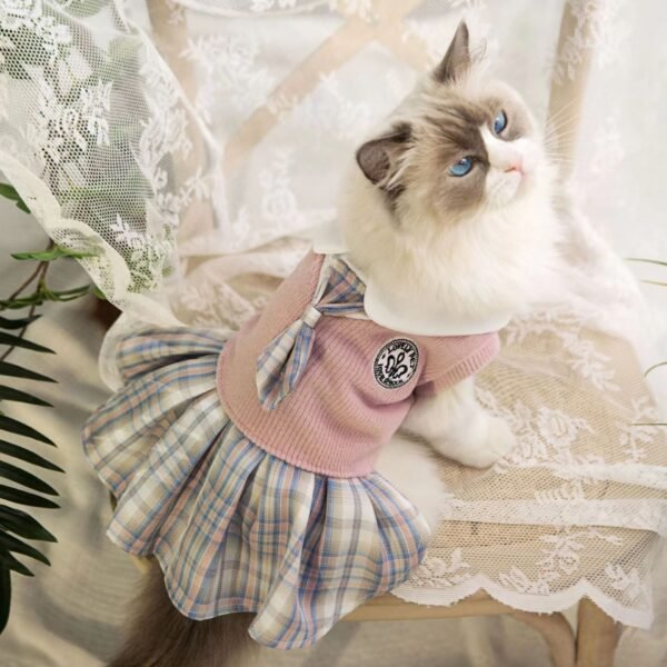 Pet Dog Cat Clothes Tartan Skirt - Image 3