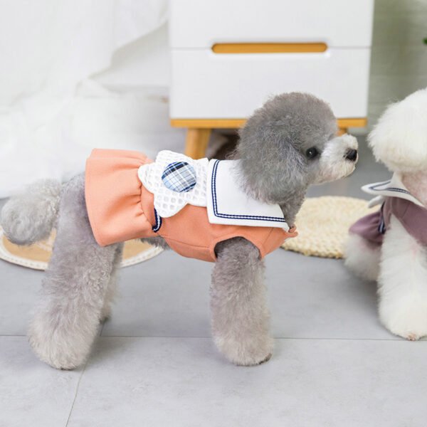 Solid Color Big Flower Lapel Dog Skirt - Image 3