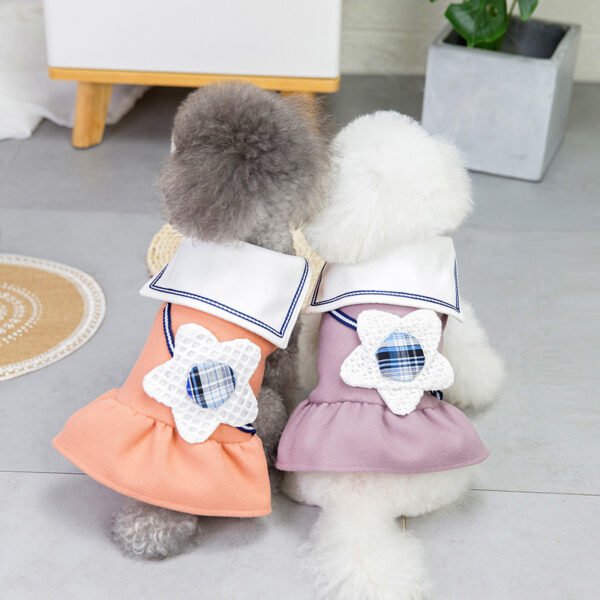 Solid Color Big Flower Lapel Dog Skirt - Image 4