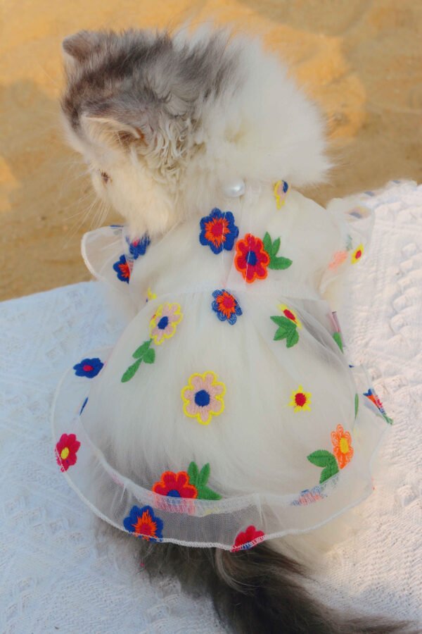 Mesh Flower Embroidery Dress Cat Clothes - Image 6