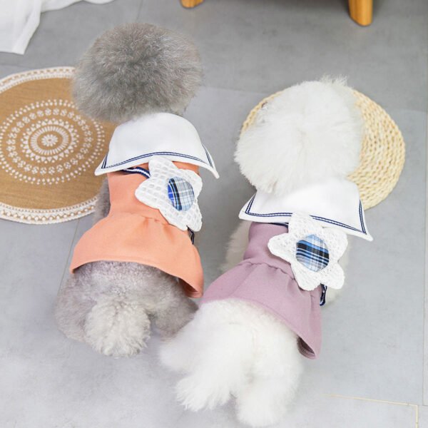 Solid Color Big Flower Lapel Dog Skirt - Image 5