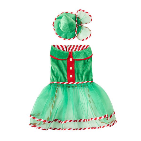 Pet Green Gauze Skirt Hat Suit Cute Dog Holiday Clothing - Image 8