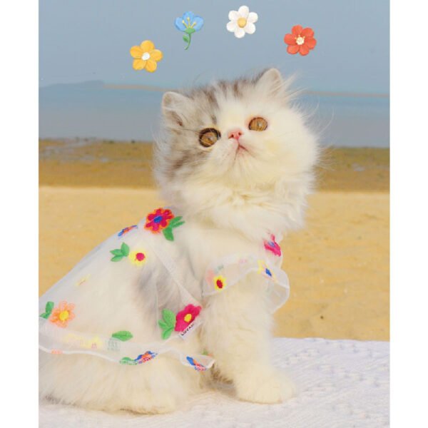 Mesh Flower Embroidery Dress Cat Clothes - Image 3