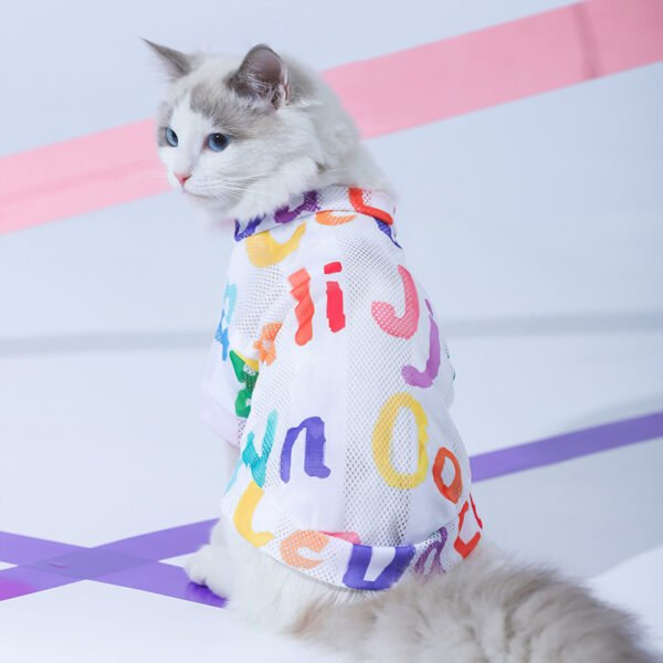 Cat Clothes Anti Hair Loss Cute VestBlue - Image 4