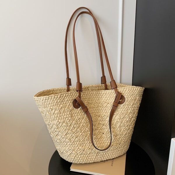 New Large Capacity Shoulder Hand-carrying Dual-use Woven Bag - Image 5